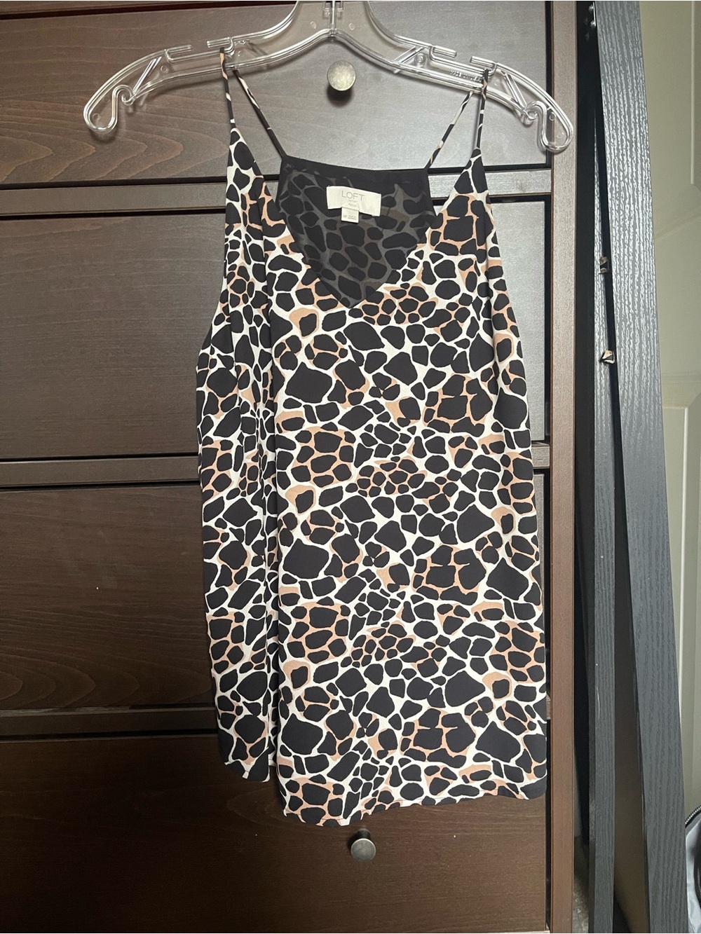 LOFT Black, Tan & White Animal Print Cami